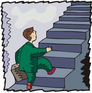 Man climbing steps